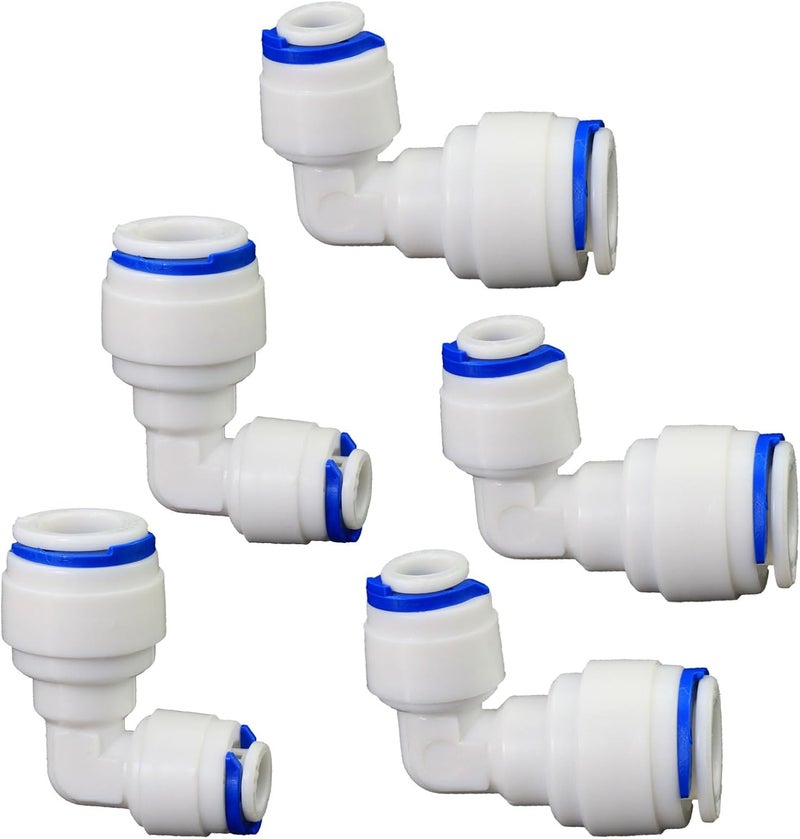 AimatRun Water purifier adapter, 1/4 * 3/8 "FPT quick bend pipe, outer diameter 1/4 turn 3/8 inch quick push plastic pipe joint, suitable for reverse osmosis filtration RODI system 5PCS - Image 1